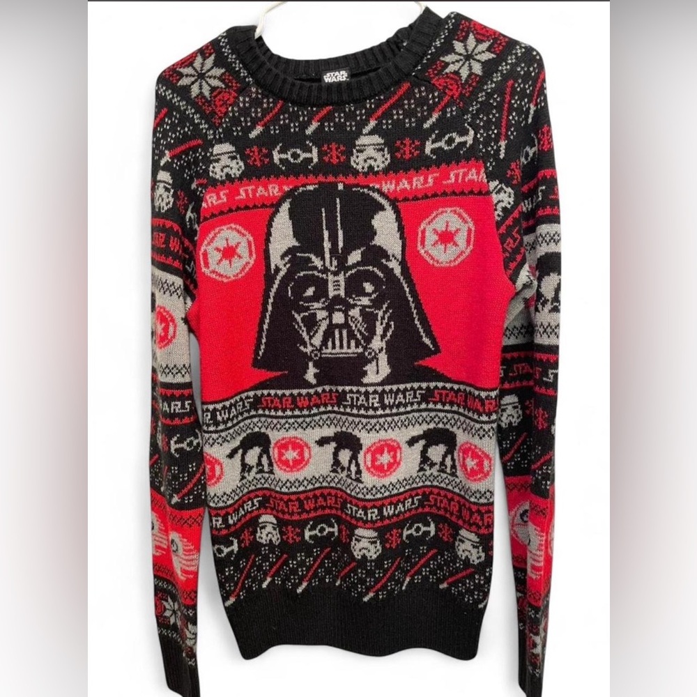Star Wars Darth Vader Knit Crewneck Sweater - Red, Black & Gray